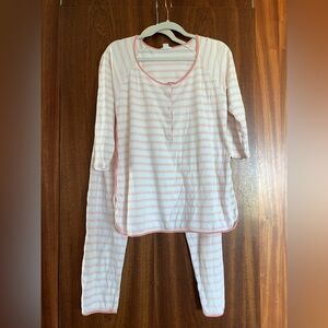 Lake Pajamas Soft Blush and White Striped Sleep Set